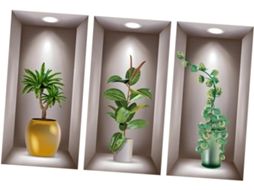 Adesivos Parede Decorativos 3d Pvc Design Flores Criativos Seguros Estar Quarto Escritório Conjunto 3 Peças GOKOCO