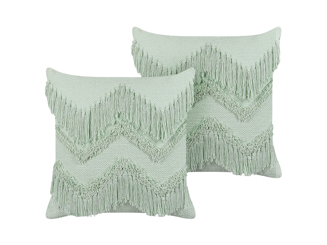 Conjunto de 2 almofadas BELIANI Bacopa de Algodão Verde 45x45x14