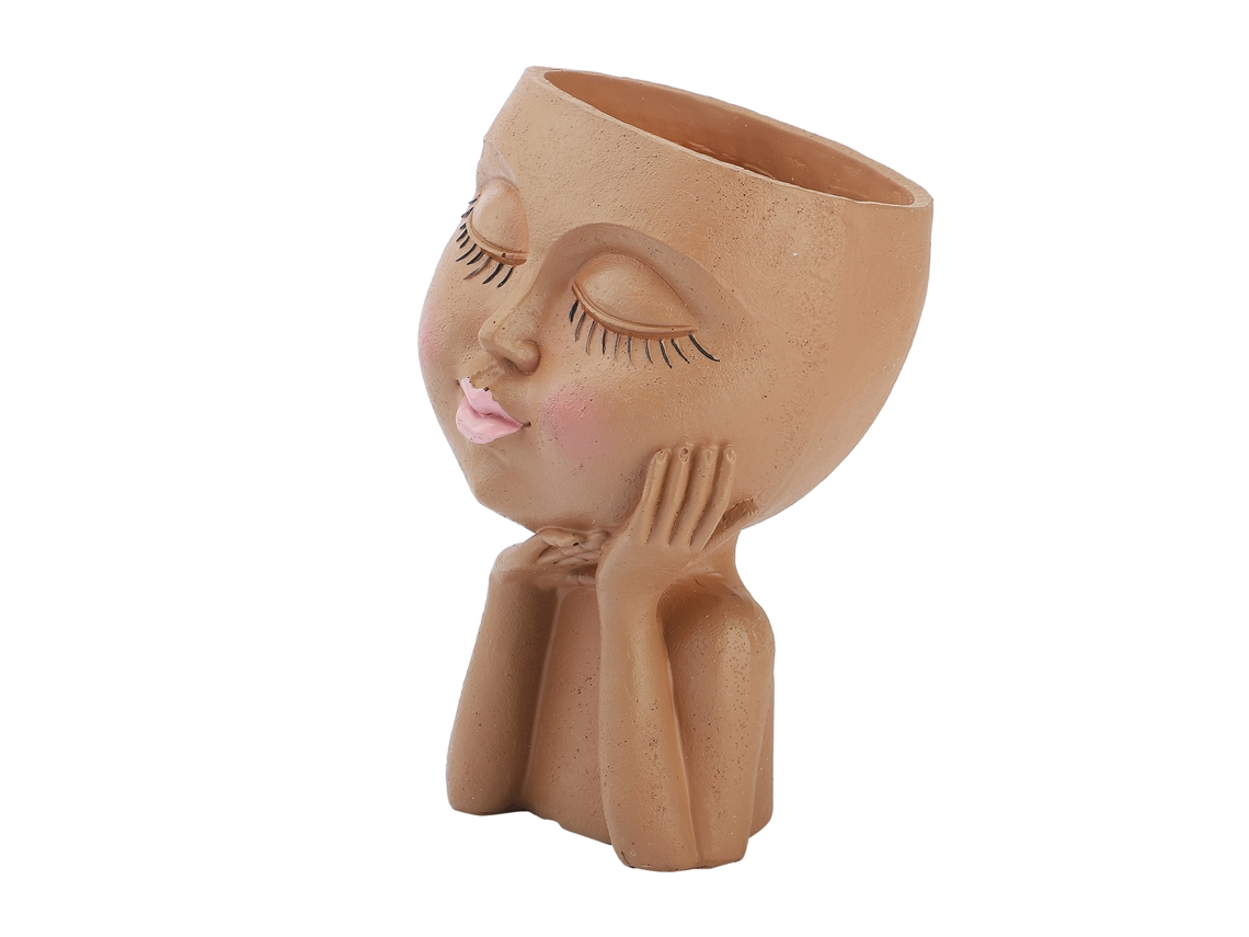 Vaso De Flores Com Bochecha De Boneca De Resina