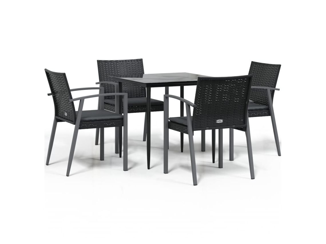Conjunto de 5 Jantar para Jardim com Almofadões Vime Pe e Aço MAISON EXCLUSIVE (5pcs)