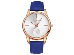 Reloj De Pulsera Analógico De Cuarzo Con Correa De Cuero Pu Redondo Gaiety (azul)