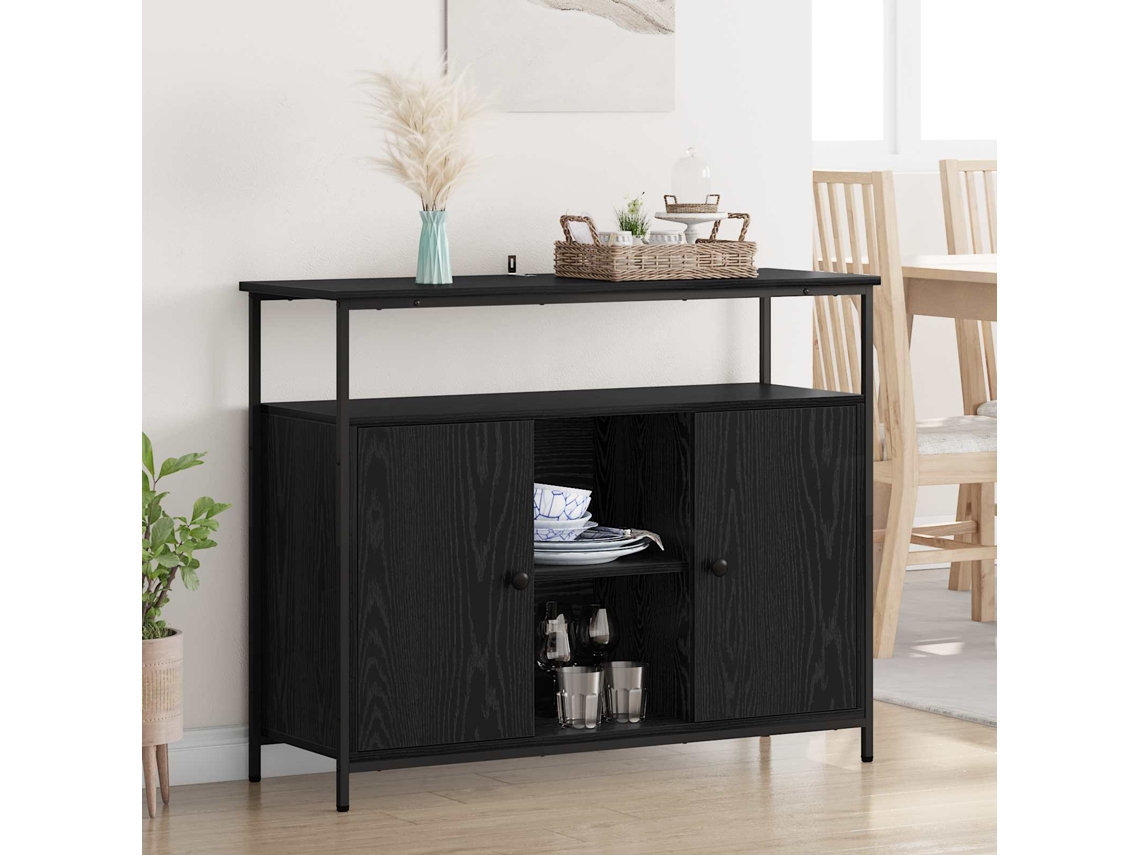 Vidaxl Buffet Carvalho Preto 100 X 35 X 80 Cm Derivados De Madeira