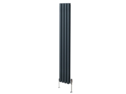 Radiador Vertical De Colunas Ovais Em Antracite 1800x240mm Em Aço Carbono Com Válvulas Termostáticas Cromadas, Potência
