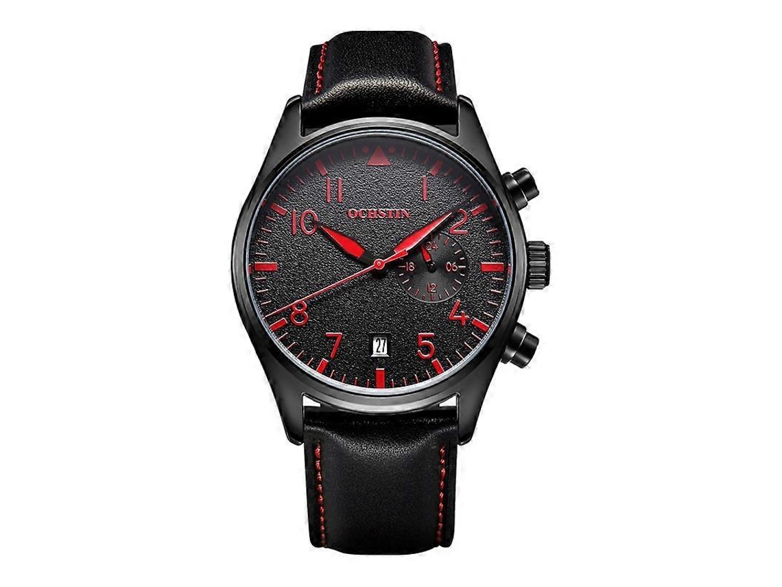 Relógio De Pulso Multifuncional Ochstin 5043c Para Negócios, À Prova D'água, Com Pulseira De Couro E Mecanismo De Quartzo.