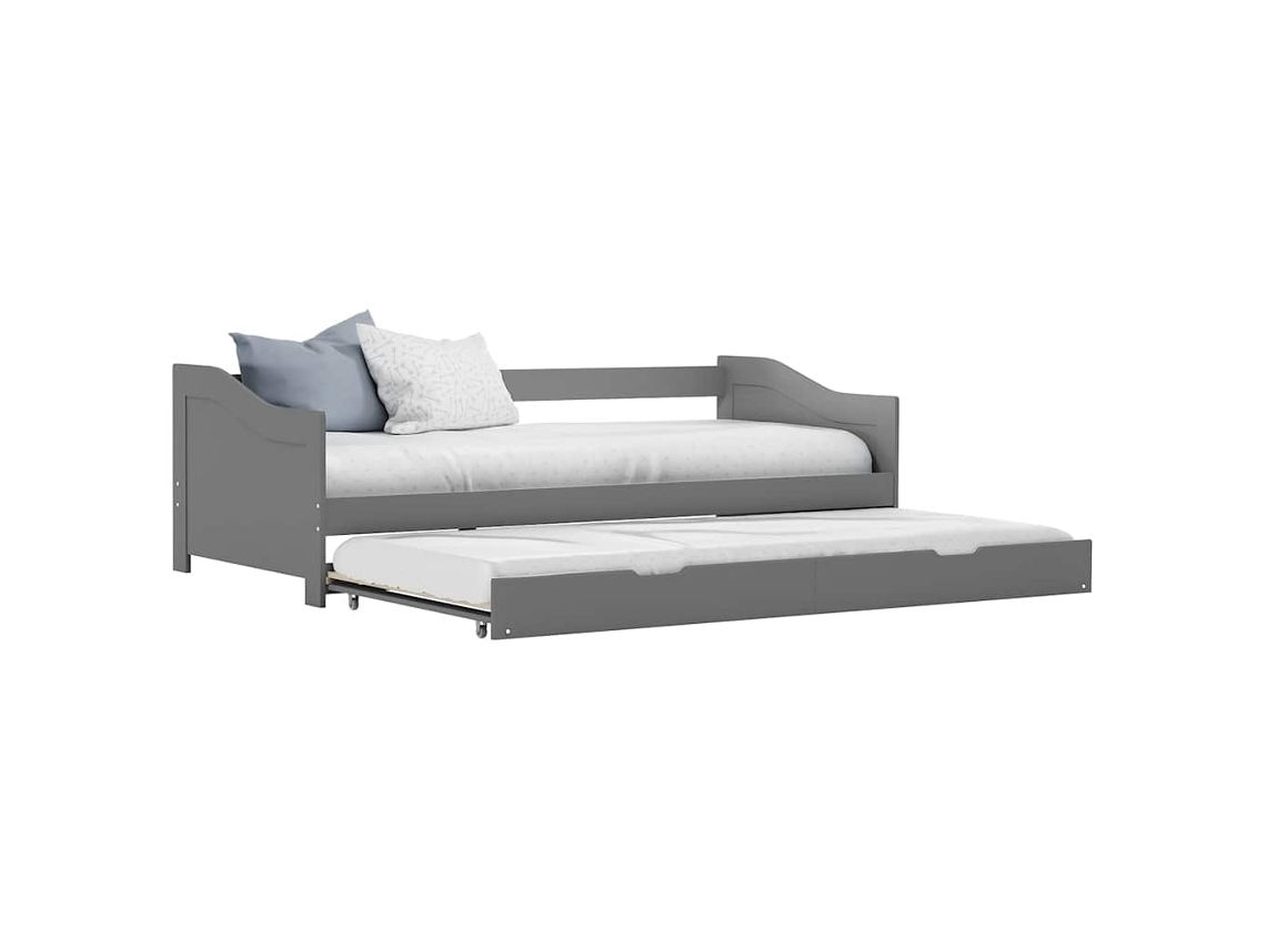 Vidaxl Estrutura Sofá-cama De Puxar 90x200 Cm Madeira Pinho Cinzento