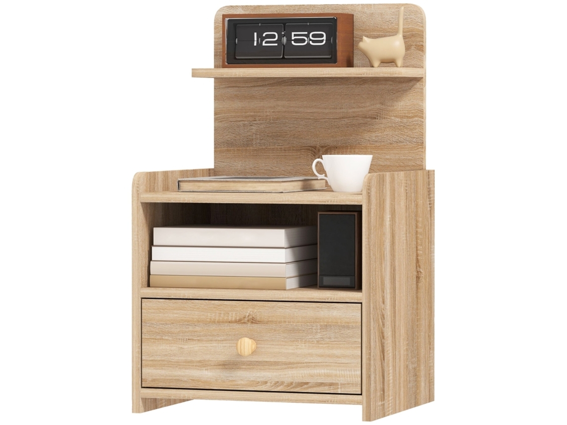 Mesa lateral moderna em madeira natural com armazenamento, resistente a tombos PAPRIKA