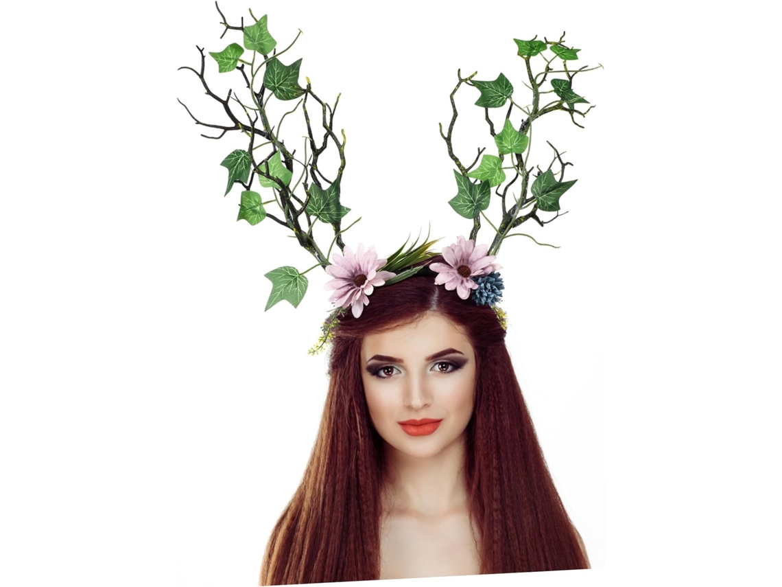 Tiara Decorativa Feita De Galhos De Árvores Com Flores Artificiais, Tamanho Único, Acessório Para