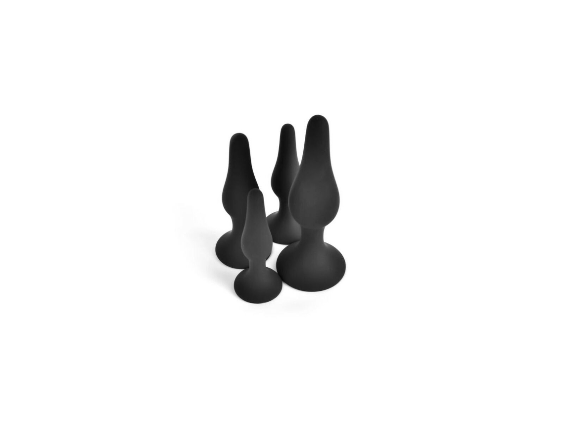 Plug Anal VSCNOVELTY Preto Silicone Conjunto 4 Peças