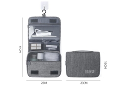 Estojo De Toilette Masculino/feminino Dobrável Impermeável Portátil Multifuncional Para Viagem Cor Sólida Cinza