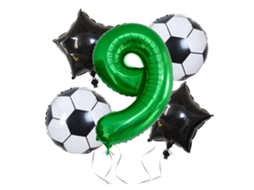 Balões Metalizados Em Formato De Estrela Cinco Pontas Com Tema Futebol Para Decoração Festas Aniversário.