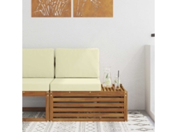 Vidaxl Sofá De Canto Externo Com Almofada Natural 91 X 63 X 73 Cm