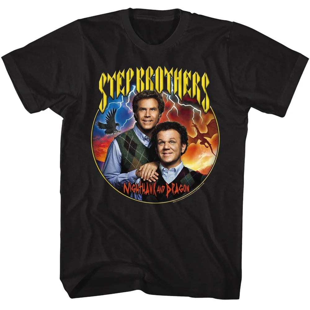 Rockinstone Step Brothers Movie Nighthawk And Dragon Black Adult T-shirt Size:xxl