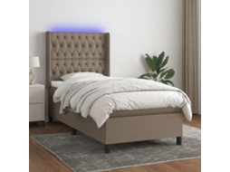 Vidaxl Cama Box Spring + Colchão/led 90x190cm Tecido Cinza acastanhado