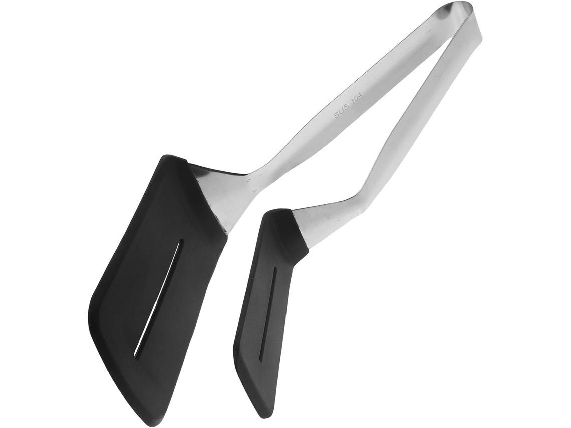 Pinça Longa Para Churrasco Fomiyes Em Aço Inoxidável Com Cabeça De Silicone Antiderrapante Cozinhar Segurança Ao Ar