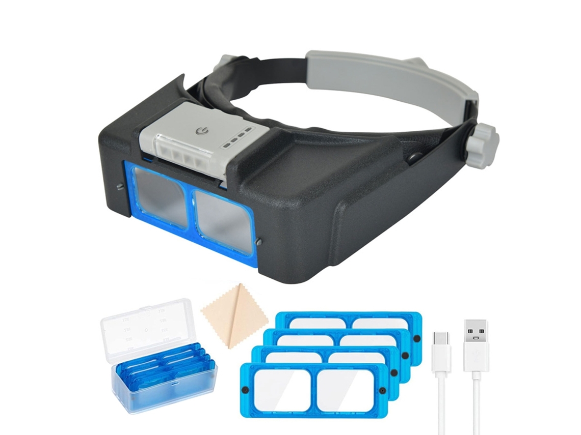 Óculos De Aumento Com 4 Luzes Led Recarregáveis ​​via Usb Para Trabalhos De Precisão. Aquaforge