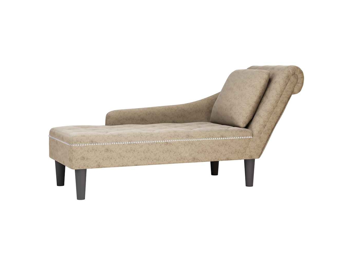 Vidaxl Chaise Lounge C/ Almofada/apoio Braços Direito Couro Artificial