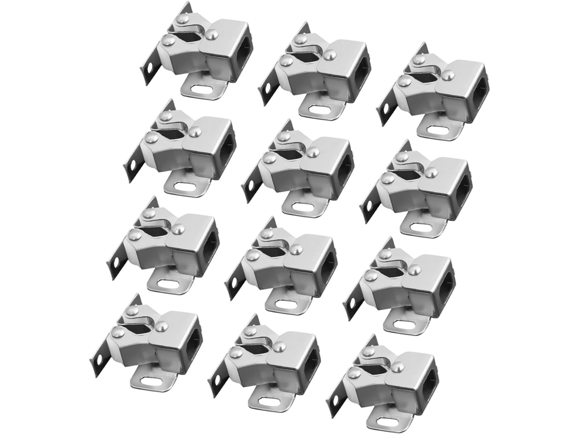 Conjunto De 12 Travas Rolete Para Portas Armário Iplusmile Em Aço Inoxidável, Cor Prata, Com Redução De Ruído E Proteção