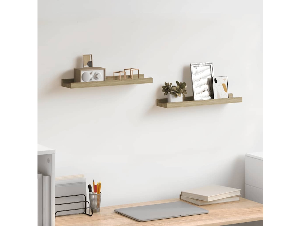 Vidaxl Prateleiras De Parede 2 Peças Carvalho Sonoma 40x9x3 Cm