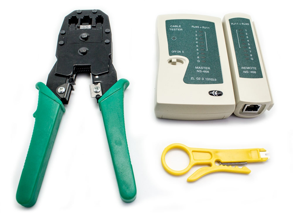 Kit BIWOND Alicate + Descarnador + Testador Fichas Rj45 Ethernet Cat. 5
