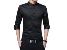 2026 camisa Homem de Manga Longa com Gola Alta Mystdiy de Algodão Ajustável e Reversível com Corte Exquisito