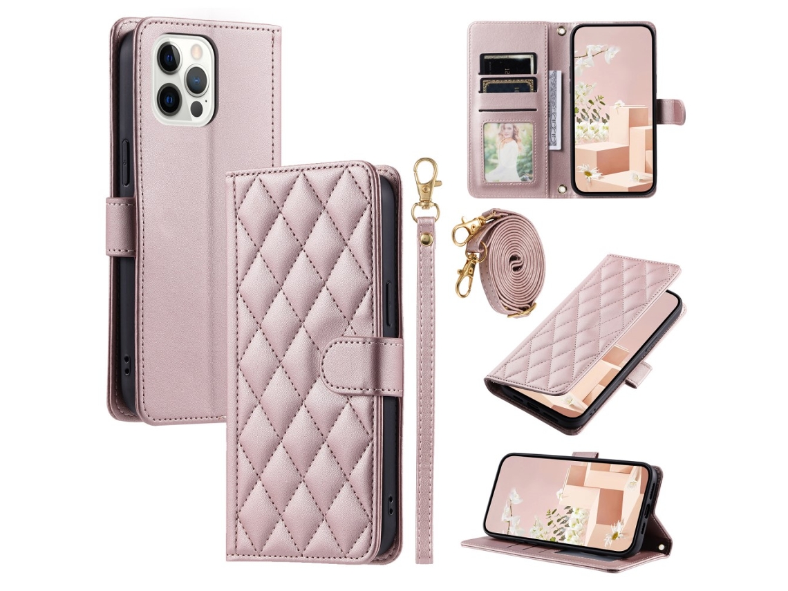 Capa Para Iphone 12 Pro Max Pele Sintética Rosa