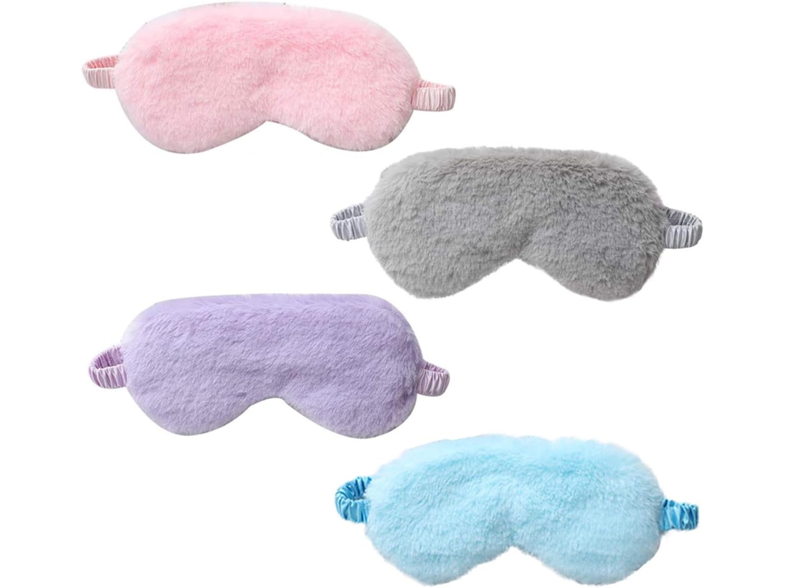 Conjunto de 4 Máscaras de Dormir de Pelúcia Macia para Crianças e Mulheres Adultas AQUAFORGE