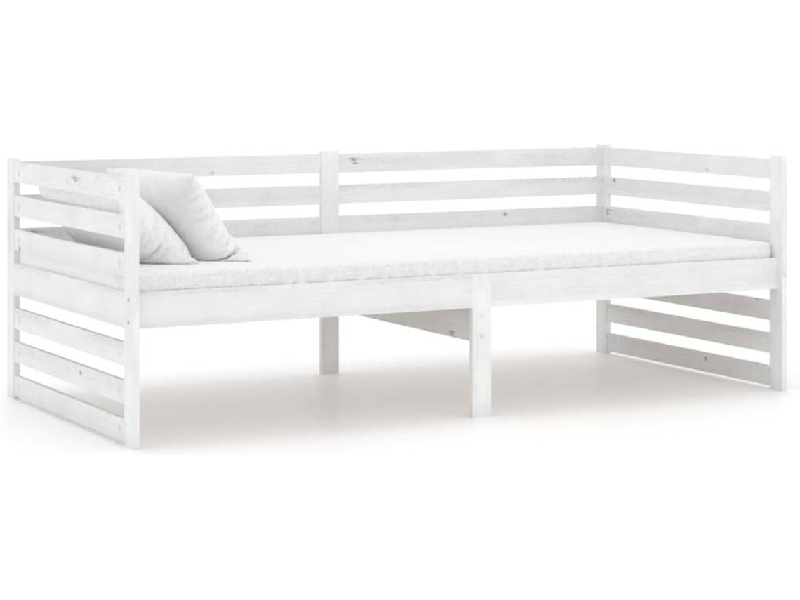 vidaXL Sofá-cama 90x200 cm madeira de pinho maciça branco