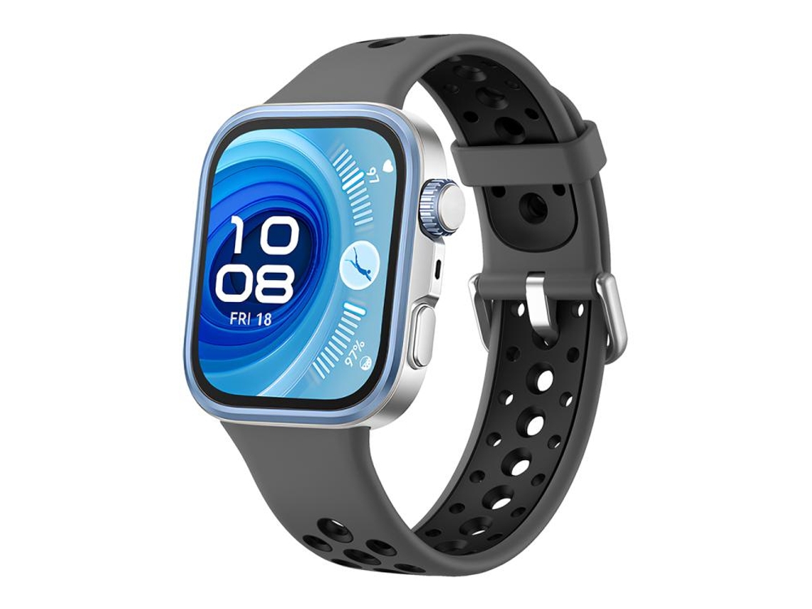 Bracelete Para Huawei Watch Fit 4 Pro / Fit 4 / Fit 3 - Silicone Bicolor - Furos Redondos Cinza Grafite