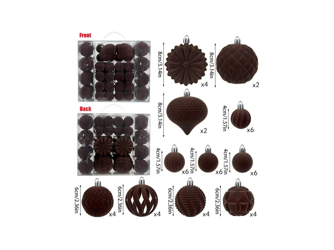 Set Caixa Natal 4cm6cm8cm/48un, Bolas Plásticas Felpudas Especiais, Enfeites De Natal Artesanais Igvtrade
