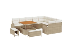 Conjunto 12 Conjunto De Sofá De Jardim Vidaxl Bege Vime Pe (100 X 100 X 71 Cm)