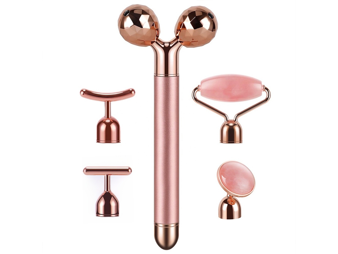 Massageador Facial Elétrico 5 Em 1 Com Rolo De Jade, Massageador Facial 3d E Antienvelhecimento