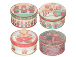 Conjunto De 4 Caixas De Doces De Folha De Flandres Multifuncionais Para Guardar Doces, Biscoitos E Presentes De Natal Hengjian (estilo Aleatório)