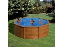 Piscina Elevada Imitação Madeira Gre Sicilia Circular 350x120