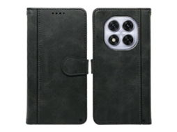 Capa De Couro Com Textura De Bezerro Estilo Livro Para Xiaomi Redmi Note 14 Pro 4g, Preta