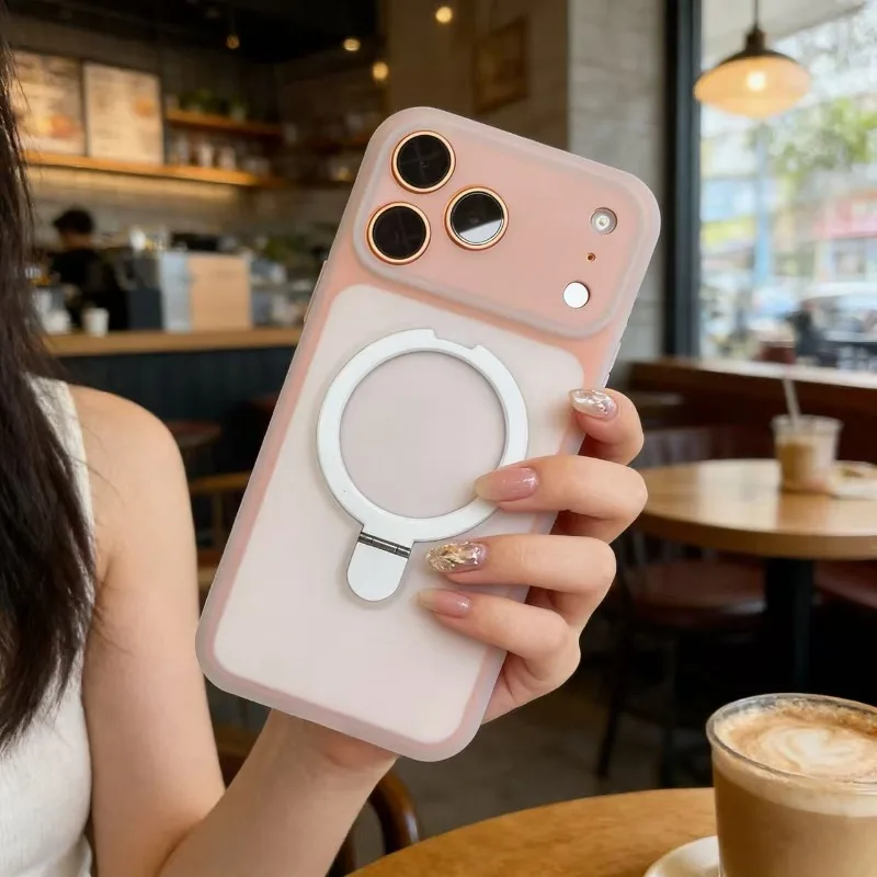 Capa De Celular Com Suporte Magnético Em Silicone Para Anel (iphone 16 Pro Max)