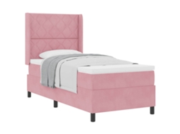 Cama Box com Colchão com Cabeceira Rosa 90 X 190 Cm Veludo MAISON EXCLUSIVE