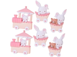 2 Conjuntos De Enfeites De Trem Com Coelhos De Desenho Animado E Decorações Para Festa Com Números.