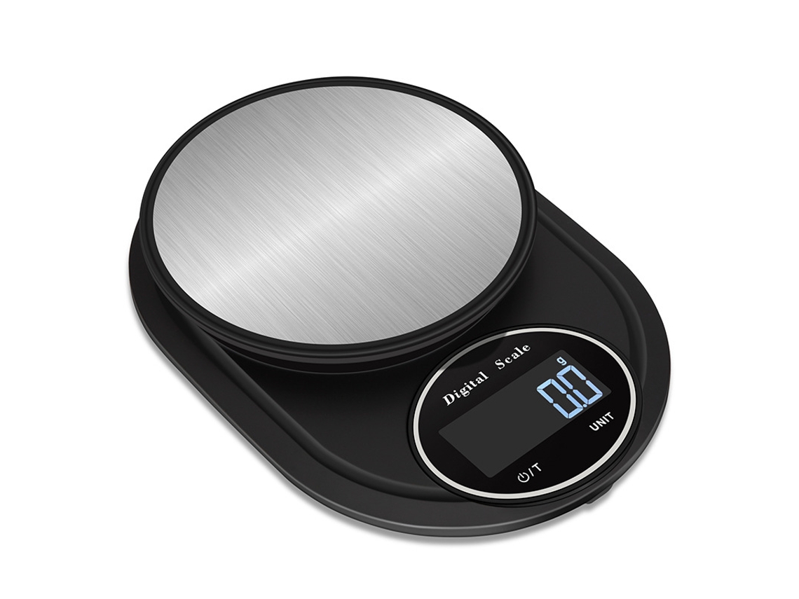 Balança de Cozinha Digital Eletrônica Redonda em Aço Inoxidável para Pesar Alimentos com Precisão Até 5 Kg AQUAFORGE