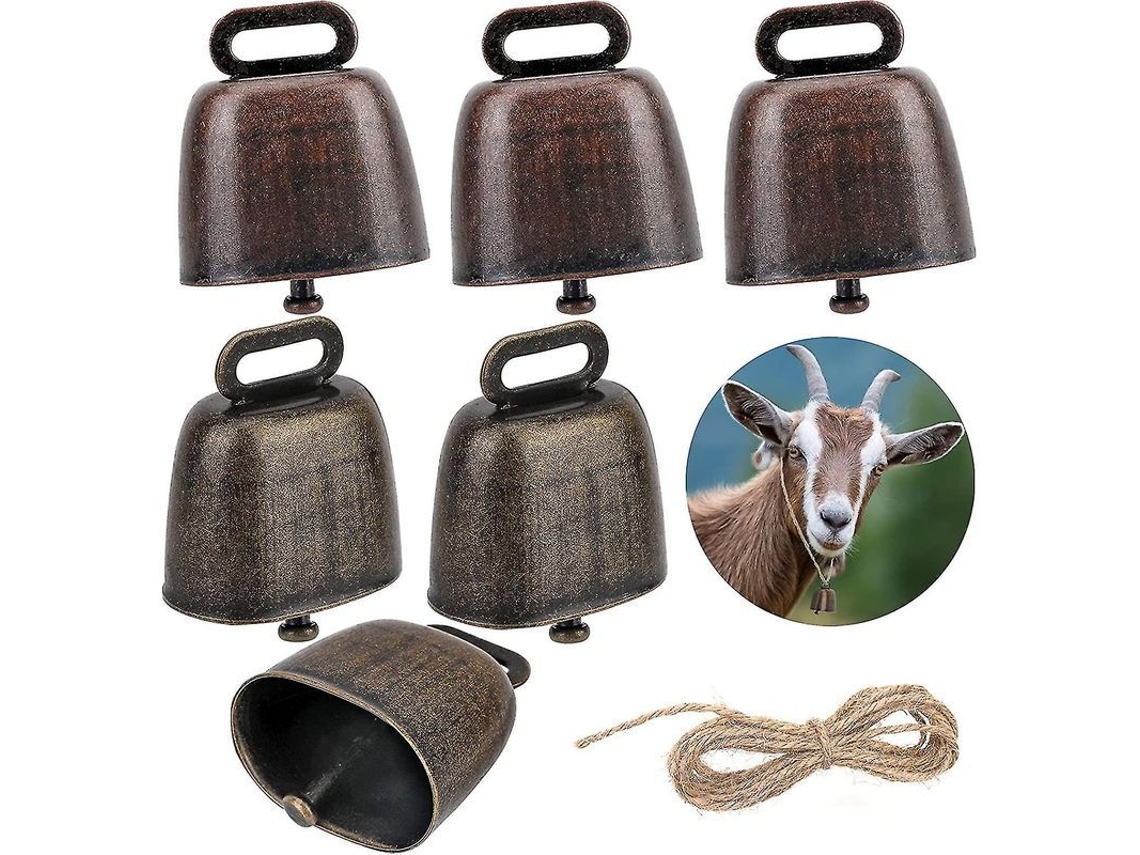 6 Sinos De Metal Para Bovinos E Ovinos, Sinos De Pasto De Latão Com Sons Altos, Acessórios Para Fazenda E Decoração
