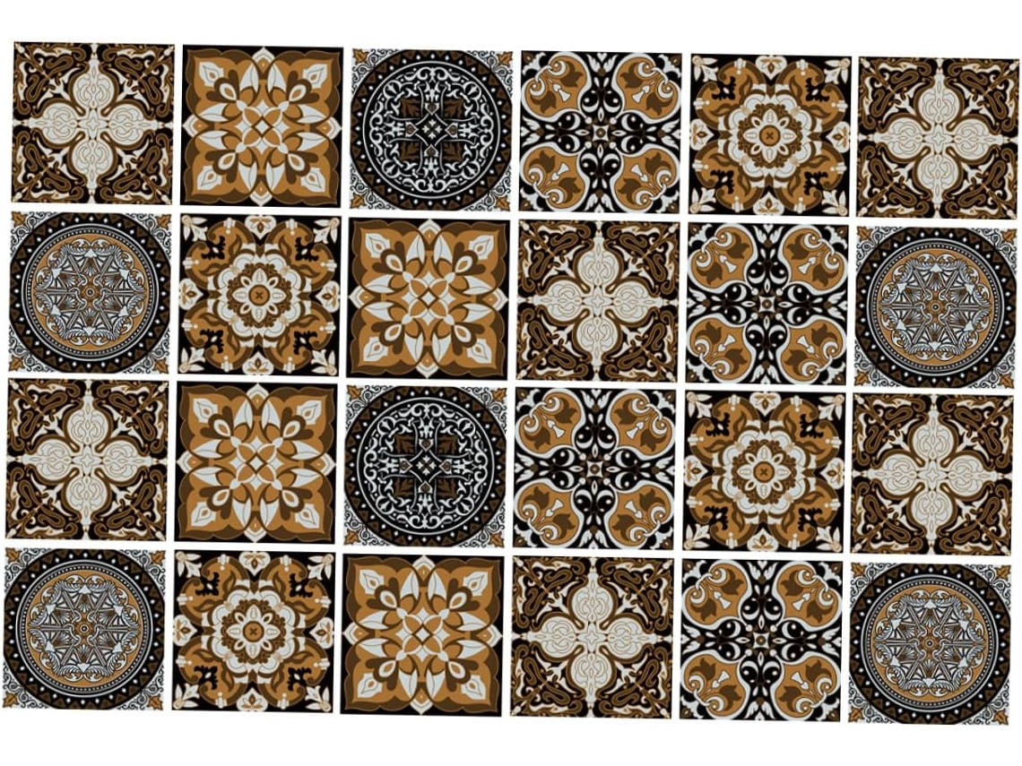 Adesivos Parede Vintage Pvc Estampa Azulejos Cozinha 24 Peças Fáceis Remover Resíduos Prova Resistentes Cola À GOKOCO