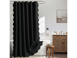 Cortina de Chuveiro Impermeável com Gancho de Metal,preto/90x180cm GERTIZ