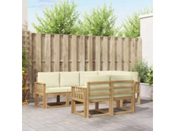 Vidaxl Conjunto De Sofás Para Exterior 7 Pcs Branco E Creme Poliéster