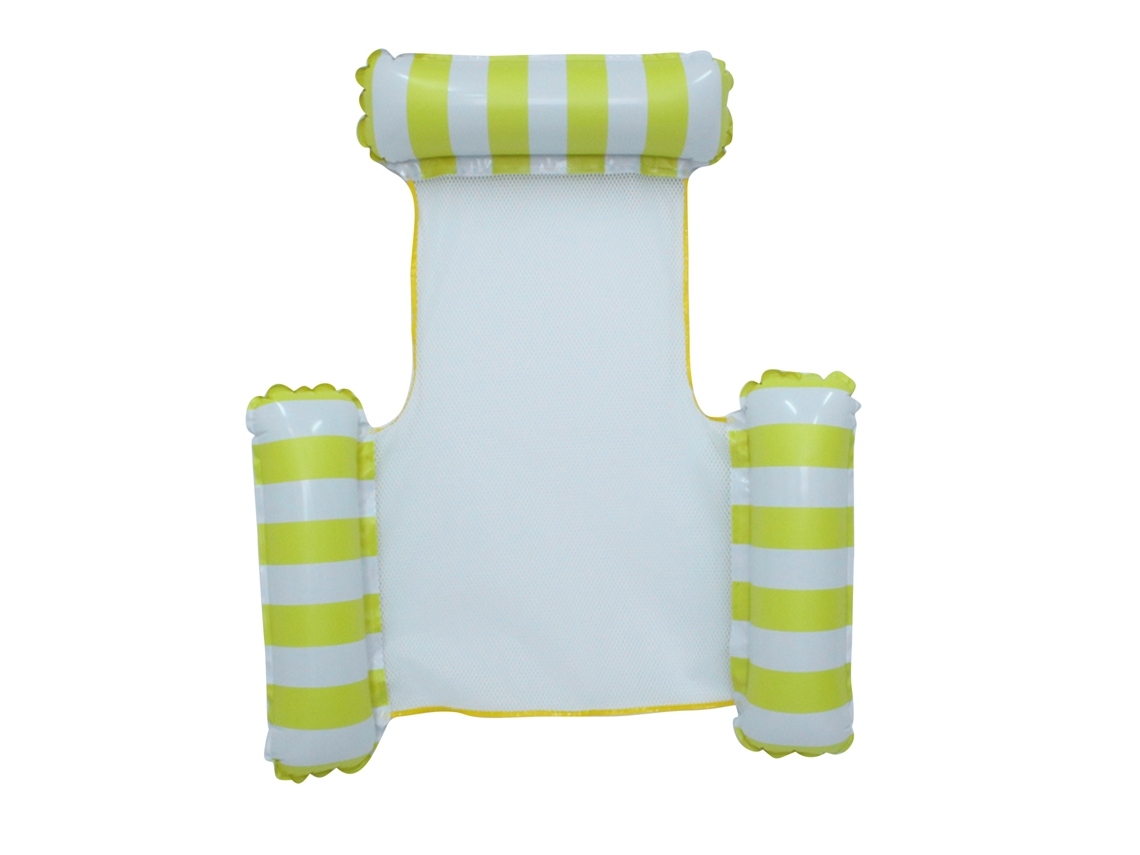 COLCHÓN flutuante inflável hamaca plegable riscado em forma de U para piscina, entretenimento aquático, amarelo