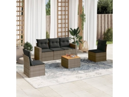 Conjunto de 6 sofás de jardim com almofadas Vime Cinza Dkd Home Decor