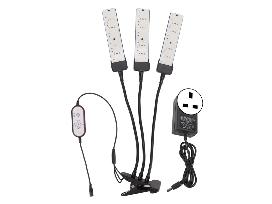 2026 luz de Crecimiento Led de Pinza Con Cuello de Cisne Tres Cabezas Espectro Completo Y Temporizador para Plantas Suculentas 100 240v Plug Uk