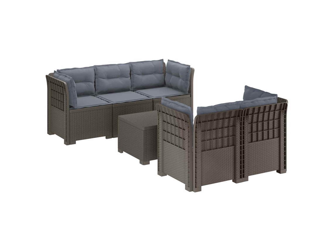 Vidaxl Sofá De Jardim De 5 Pessoas Com Almofadas Visual De Rattan Pp