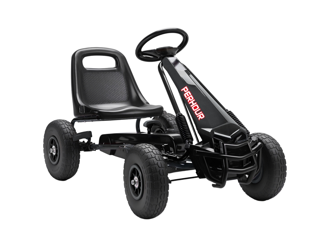 Kart De Pedal Com Banco Ajustável, Pneus Eva, Embreagem E Freio, 110x61x62cm, Preto
