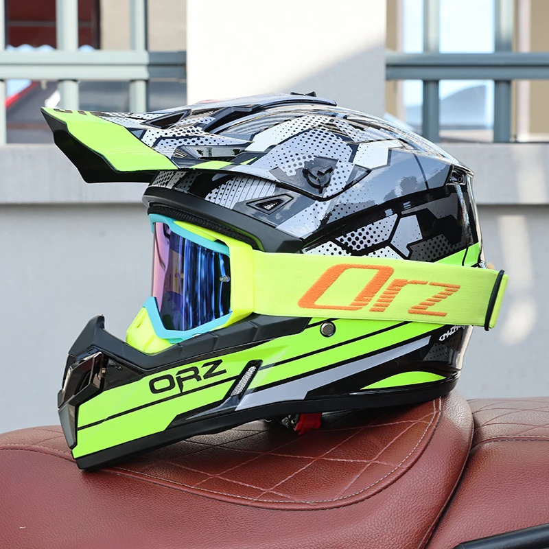 (m) Capacete De Motocross Com Viseira, Certificado Dot, Casco Em Abs, Resistente A Impactos.