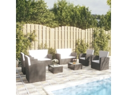Conjunto Lounge Jardim 8 Peças C/ Almofadões Vime Pe Preto Dkd Home Decor