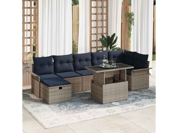 Vidaxl Conjunto De Sofá De Jardim 8 Unid. Cinzeto Vime Pe